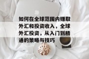 如何在全球范围内赚取外汇和投资收入,全球外汇投资,从入门到精通的策略与技巧 如何在全球范围内赚取外汇和投资收入,全球外汇投资,从入门到精通的策略与技巧