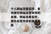 个人网站流量监控，有效提升网站运营效率的关键，网站流量监控，提升运营效率的智慧钥匙