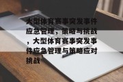 大型体育赛事突发事件应急管理，策略与挑战，大型体育赛事突发事件应急管理与策略应对挑战