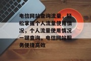 电信网站查询流量，轻松掌握个人流量使用情况，个人流量使用情况一键查询，电信网站服务便捷高效