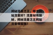 揭秘流量之王，哪个网站流量好？流量秘境探秘，揭秘流量之王网站流量哪家强？