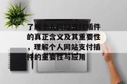 了解个人网站支付插件的真正含义及其重要性,理解个人网站支付插件的重要性与应用 了解个人网站支付插件的真正含义及其重要性,理解个人网站支付插件的重要性与应用