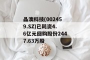 晶澳科技(002459.SZ)已耗资4.6亿元回购股份2447.63万股 晶澳科技(002459.SZ)已耗资4.6亿元回购股份2447.63万股