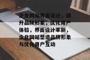 企业网站界面设计,提升品牌形象,优化用户体验,界面设计革新,企业网站塑造品牌形象与优化用户互动 企业网站界面设计,提升品牌形象,优化用户体验,界面设计革新,企业网站塑造品牌形象与优化用户互动