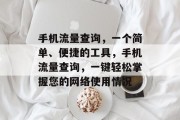 手机流量查询，一个简单、便捷的工具，手机流量查询，一键轻松掌握您的网络使用情况