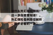 做什么外汇保险赚钱?这一步你需要知道!,外汇保险盈利路径解析,新手必看的一步 做什么外汇保险赚钱?这一步你需要知道!,外汇保险盈利路径解析,新手必看的一步