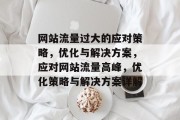 网站流量过大的应对策略，优化与解决方案，应对网站流量高峰，优化策略与解决方案详解
