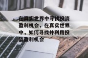 在真实世界中寻找投资盈利机会，在真实世界中，如何寻找并利用投资盈利机会