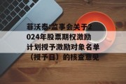 菲沃泰:监事会关于2024年股票期权激励计划授予激励对象名单(授予日)的核查意见 菲沃泰:监事会关于2024年股票期权激励计划授予激励对象名单(授予日)的核查意见