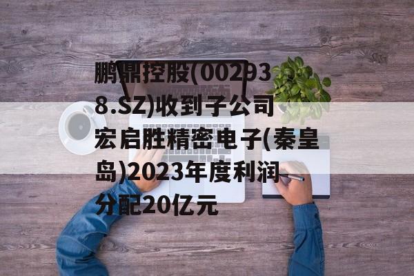 鹏鼎控股(002938.SZ)收到子公司宏启胜精密电子(秦皇岛)2023年度利润分配20亿元 鹏鼎控股(002938.SZ)收到子公司宏启胜精密电子(秦皇岛)2023年度利润分配20亿元