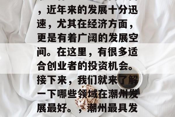 潮州作为广东的南大门,近年来的发展十分迅速,尤其在经济方面,更是有着广阔的发展空间。在这里,有很多适合创业者的投资机会。接下来,我们就来了解一下哪些领域在潮州发展最好。,潮州最具发展前景的投资领域分析 潮州作为广东的南大门,近年来的发展十分迅速,尤其在经济方面,更是有着广阔的发展空间。在这里,有很多适合创业者的投资机会。接下来,我们就来了解一下哪些领域在潮州发展最好。,潮州最具发展前景的投资领域分析