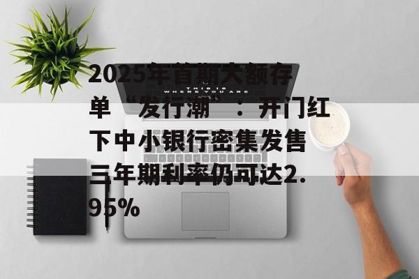 2025年首期大额存单“发行潮”：开门红下中小银行密集发售 三年期利率仍可达2.95%