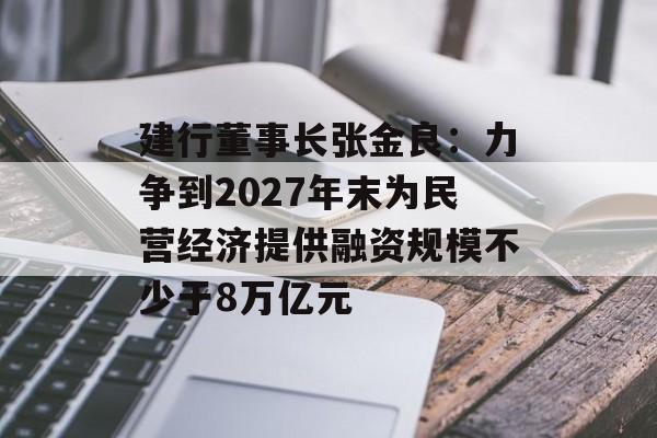 建行董事长张金良：力争到2027年末为民营经济提供融资规模不少于8万亿元